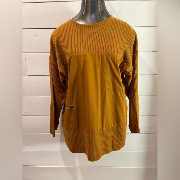 💛 LAURÈL – Bi-Material Mustard Top (Size 38) - Picture 1 of 13
